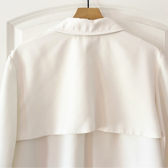 LANE BRYANT White Infinite Stretch Crop Trench Coat Jacket - Picture 8 of 11